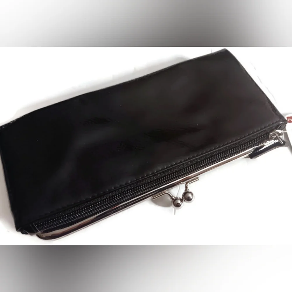 MUNDI BLACK PATENT LEATHER,CLUTCH WALLET BLACK - Picture 4 of 4
